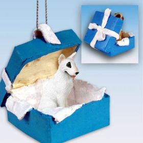 Bull Terrier - Blue Gift Box Ornament