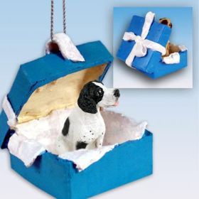 Pointer - Black and White - Blue Gift Box Ornament