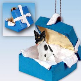 Rat Terrier - Blue Gift Box Ornament