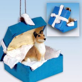 Collie - Smooth Hair - Blue Gift Box Ornament