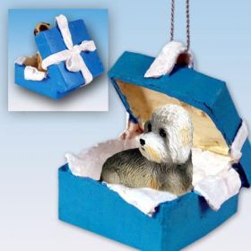 Dandie Dinmont - Blue Gift Box Ornament