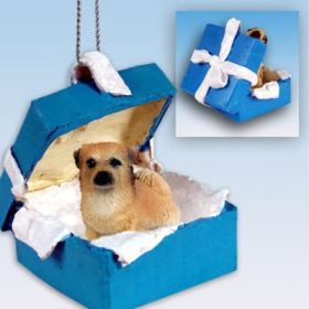 Tibetan Spaniel - Blue Gift Box Ornament