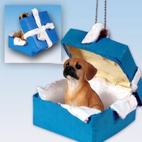 Puggle - Blue Gift Box Ornament