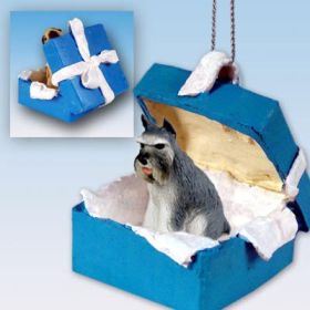 Schnauzer - Gray - Blue Gift Box Ornament