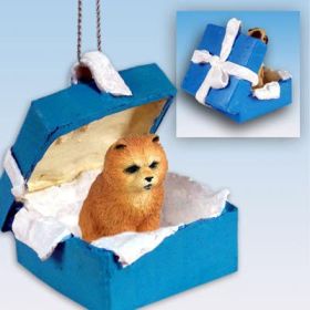 Chow Chow - Red - Blue Gift Box Ornament