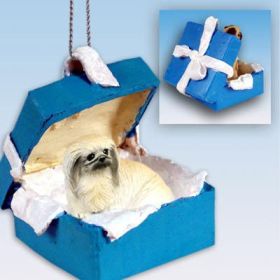 Pekingese - Blue Gift Box Ornament