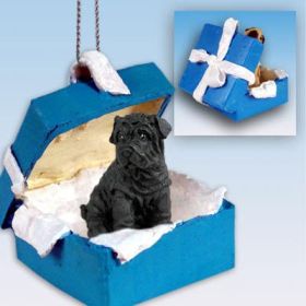 Shar Pei - Black - Blue Gift Box Ornament