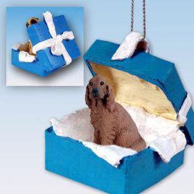 Irish Setter - Blue Gift Box Ornament