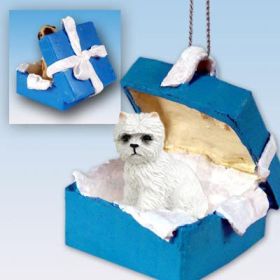 West Highland White Terrier - Blue Gift Box Ornament