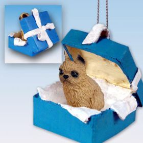 Brussels Griffon - Red - Blue Gift Box Ornament