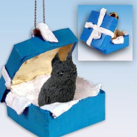 Brussels Griffon - Black - Blue Gift Box Ornament