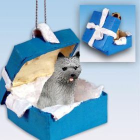 Cairn Terrier - Gray - Blue Gift Box Ornament