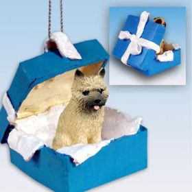 Cairn Terrier - Red - Blue Gift Box Ornament