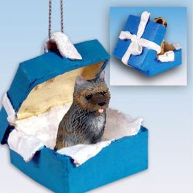 Cairn Terrier - Brindle - Blue Gift Box Ornament