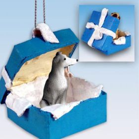 Greyhound - Blue - Blue Gift Box Ornament