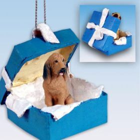 Bloodhound - Blue Gift Box Ornament