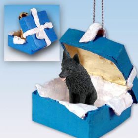 Schipperke - Blue Gift Box Ornament