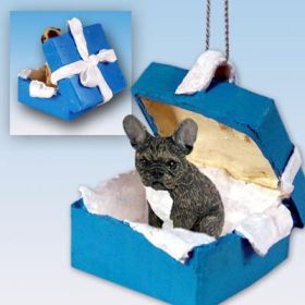 French Bulldog - Blue Gift Box Ornament