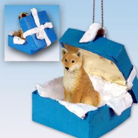 Shiba Inu - Blue Gift Box Ornament