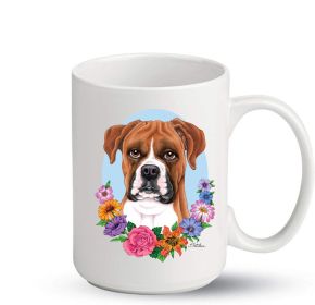 Boxer - Fawn - Uncropped - Best of Breed PItcher Flower Mugs