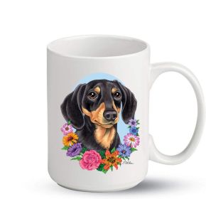 Dachshund - Black and Tan - Best of Breed PItcher Flower Mugs