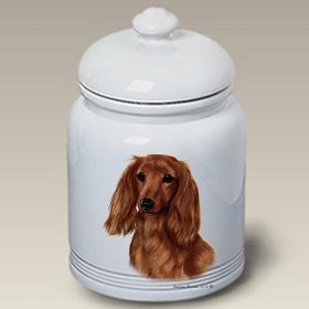 Dachshund - Red - Longhaired - Best of Breed Ceramic Treat Jar