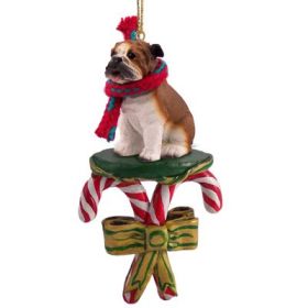 Bulldog - Candy Cane Ornament