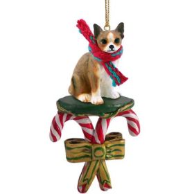 Chihuahua - Brindle and White - Candy Cane Ornament