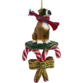 Boxer - Uncropped - Candy Cane Ornament