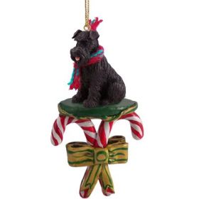 Schnauzer - Black - Uncropped - Candy Cane Ornament