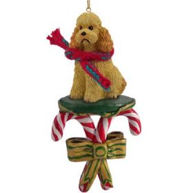 Poodle - Sport Cut - Apricot - Candy Cane Ornament