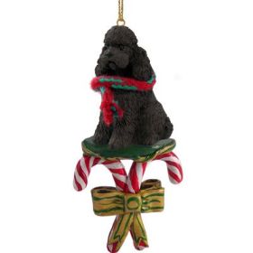 Poodle - Sport Cut - Chocolate - Candy Cane Ornament