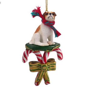 Jack Russell Terrier - Brown and White - Smooth Coat - Candy Cane Ornament