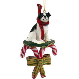 Jack Russell Terrier - Black and White - Smooth Coat - Candy Cane Ornament