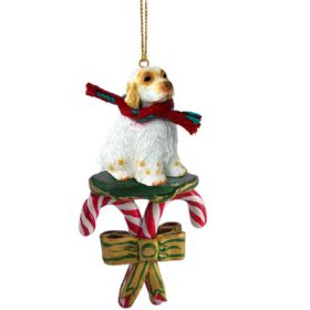 Clumber Spaniel - Candy Cane Ornament