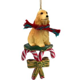 English Cocker Spaniel - Blonde - Candy Cane Ornament