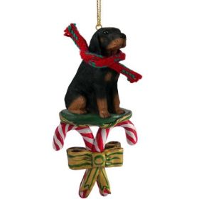 Black and Tan Coonhound - Candy Cane Ornament