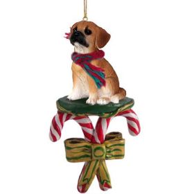 Puggle - Candy Cane Ornament