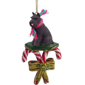 Schnauzer - Black - Candy Cane Ornament