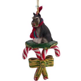 Schnauzer - Gray - Candy Cane Ornament