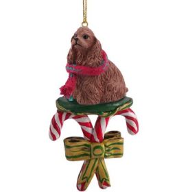 Cocker Spaniel - Brown - Candy Cane Ornament