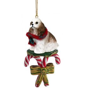 Cocker Spaniel - Brown and White - Candy Cane Ornament