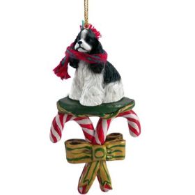 Cocker Spaniel - Black and White - Candy Cane Ornament