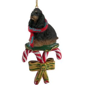 Cocker Spaniel - Black and Tan - Candy Cane Ornament