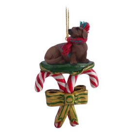 Dachshund - Red - Candy Cane Ornament