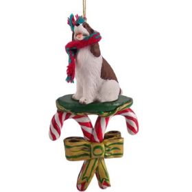 Springer Spaniel - Liver and White - Candy Cane Ornament