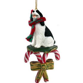 Springer Spaniel - Black and White - Candy Cane Ornament