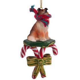 Collie - Sable - Candy Cane Ornament