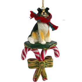 Collie - Tri-Color - Candy Cane Ornament