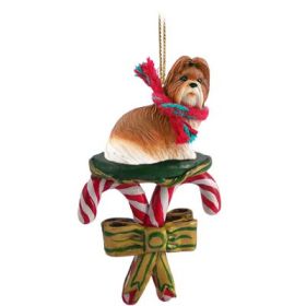 Shih Tzu - Tan - Candy Cane Ornament